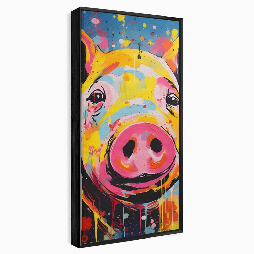 Tablou Canvas Premium LuxCanva® A1542, Colorful Pig , Room, Animal, Porc, Multicolor, Decorativ, Living, Culori Vibrante
