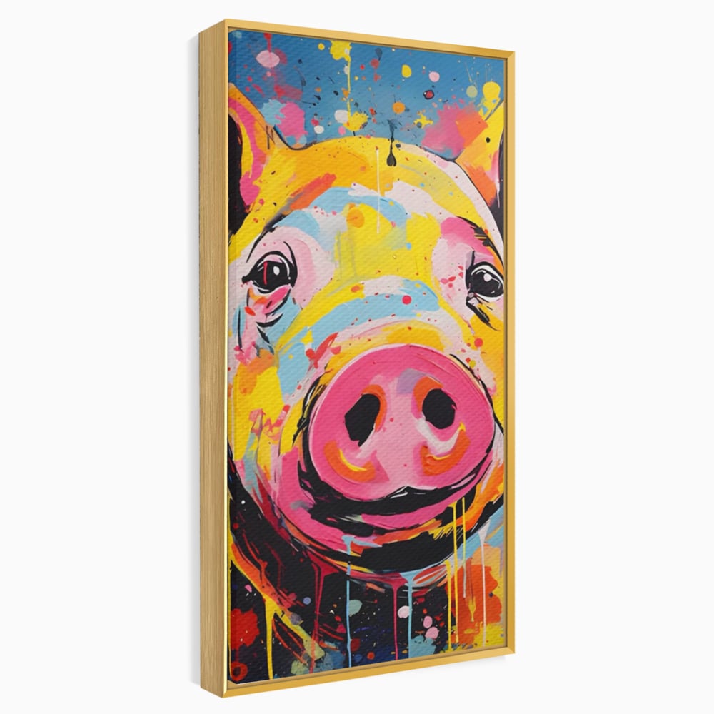 Tablou Canvas Premium LuxCanva® A1542, Colorful Pig , Room, Animal, Porc, Multicolor, Decorativ, Living, Culori Vibrante