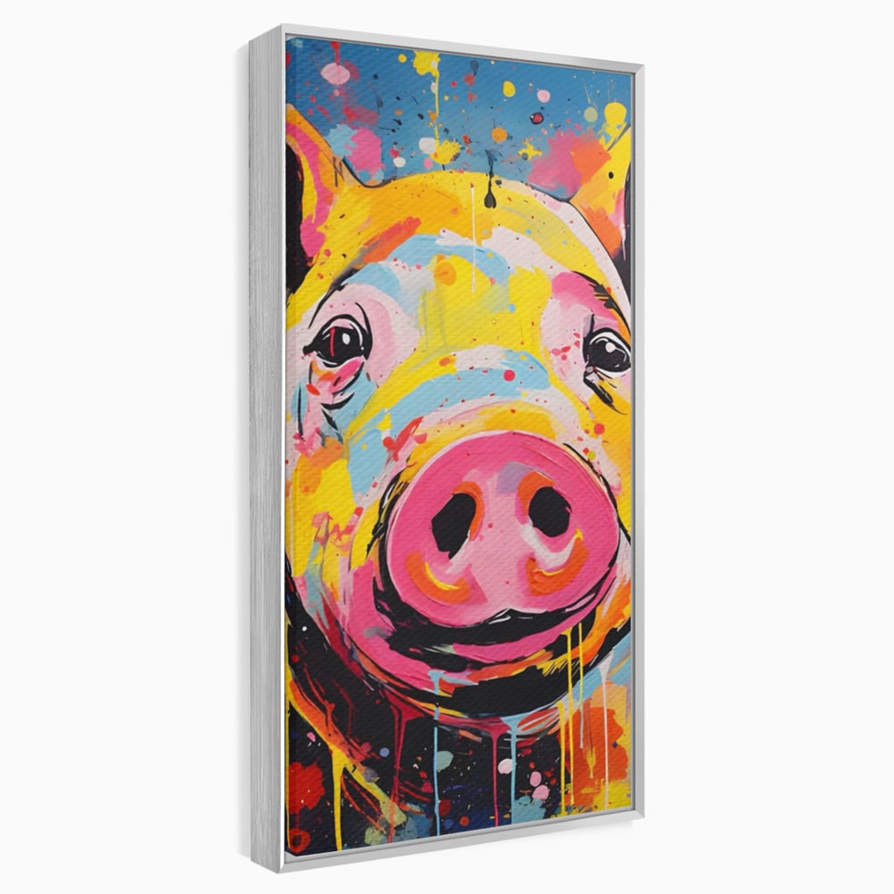 Tablou Canvas Premium LuxCanva® A1542, Colorful Pig , Room, Animal, Porc, Multicolor, Decorativ, Living, Culori Vibrante