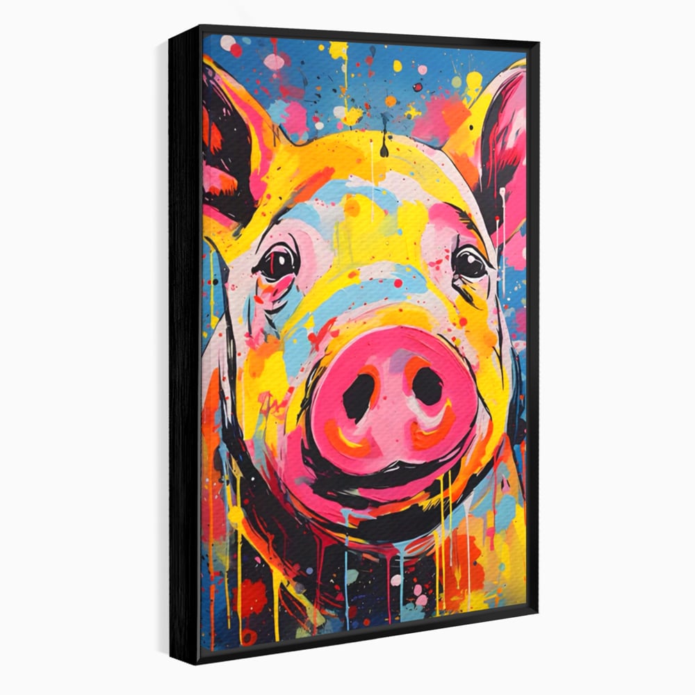 Tablou Canvas Premium LuxCanva® A1542, Colorful Pig , Room, Animal, Porc, Multicolor, Decorativ, Living, Culori Vibrante