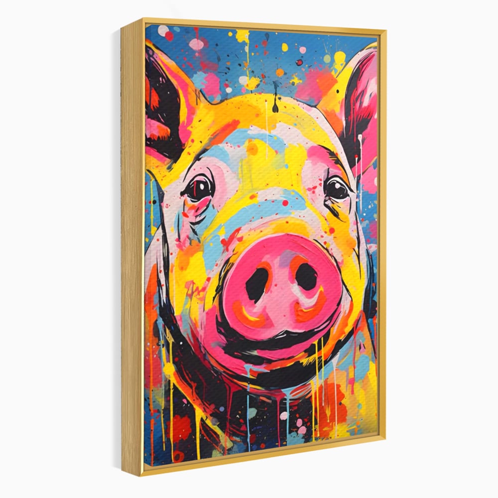 Tablou Canvas Premium LuxCanva® A1542, Colorful Pig , Room, Animal, Porc, Multicolor, Decorativ, Living, Culori Vibrante