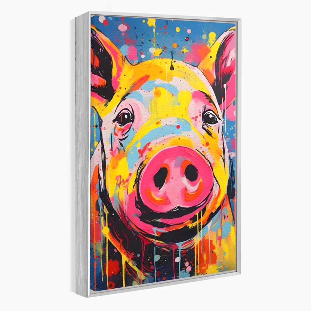 Tablou Canvas Premium LuxCanva® A1542, Colorful Pig , Room, Animal, Porc, Multicolor, Decorativ, Living, Culori Vibrante
