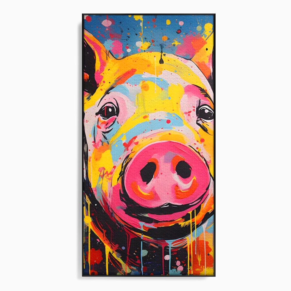 Tablou Canvas Premium LuxCanva® A1542, Colorful Pig , Room, Animal, Porc, Multicolor, Decorativ, Living, Culori Vibrante