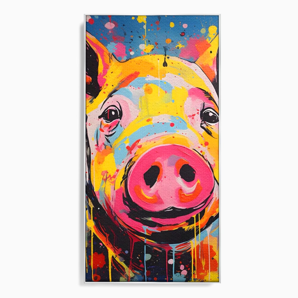 Tablou Canvas Premium LuxCanva® A1542, Colorful Pig , Room, Animal, Porc, Multicolor, Decorativ, Living, Culori Vibrante