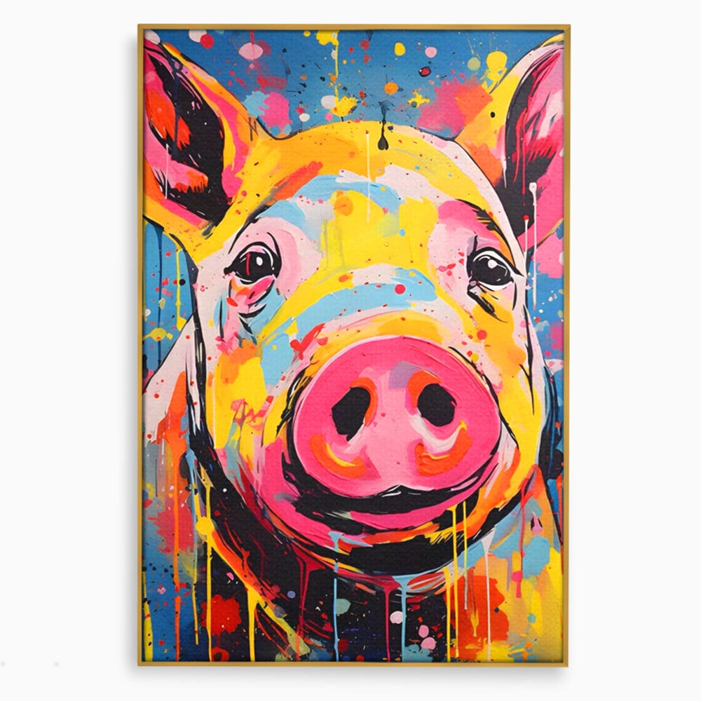 Tablou Canvas Premium LuxCanva® A1542, Colorful Pig , Room, Animal, Porc, Multicolor, Decorativ, Living, Culori Vibrante