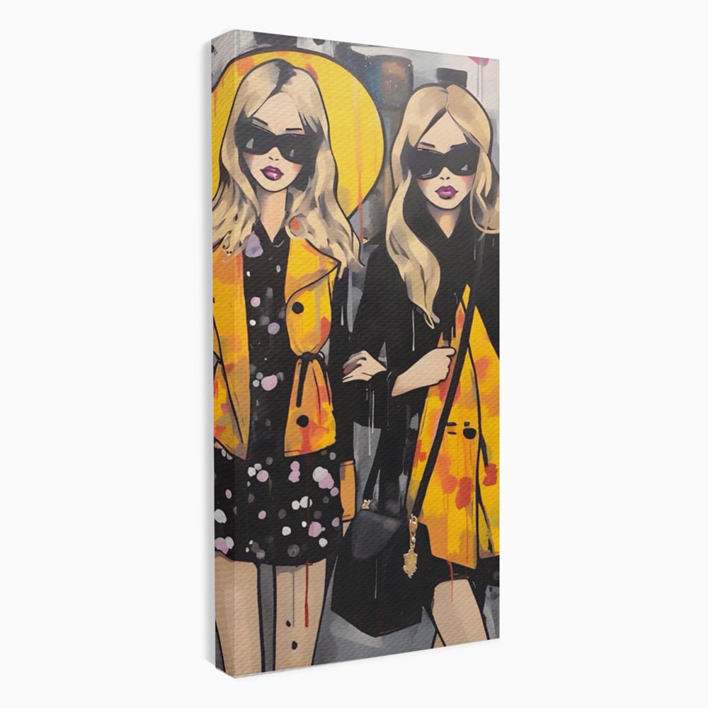Tablou Canvas Premium LuxCanva® A1543, 2Power Girl , Room, Prietenie, Fete, Modele, Cumparaturi, Living, Culori Vibrante
