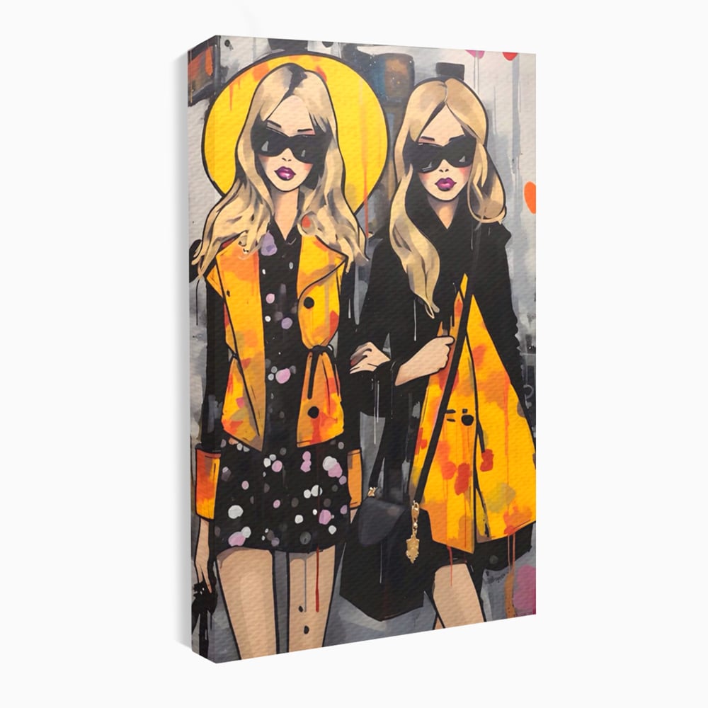 Tablou Canvas Premium LuxCanva® A1543, 2Power Girl , Room, Prietenie, Fete, Modele, Cumparaturi, Living, Culori Vibrante