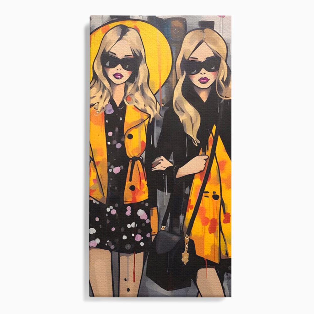 Tablou Canvas Premium LuxCanva® A1543, 2Power Girl , Room, Prietenie, Fete, Modele, Cumparaturi, Living, Culori Vibrante