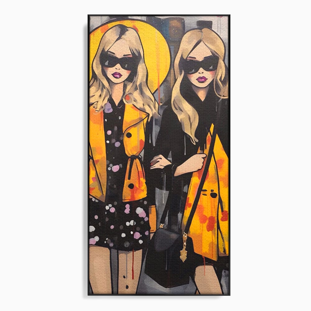 Tablou Canvas Premium LuxCanva® A1543, 2Power Girl , Room, Prietenie, Fete, Modele, Cumparaturi, Living, Culori Vibrante
