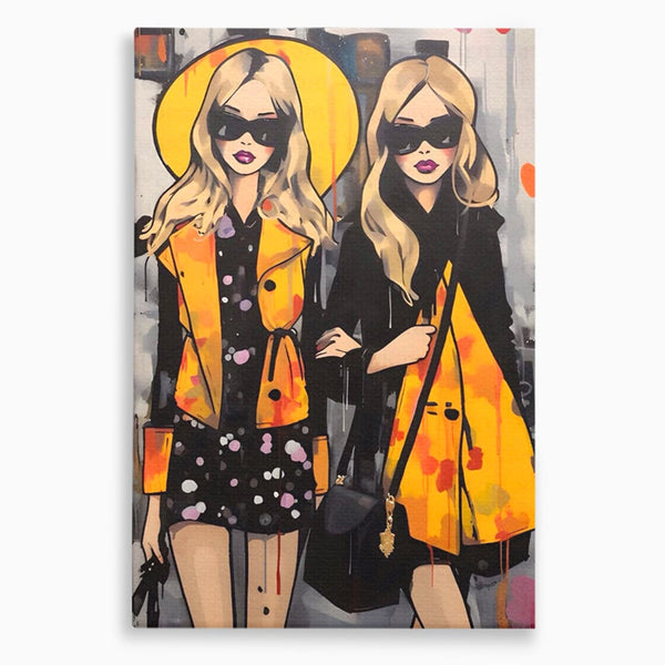 Tablou Canvas Premium LuxCanva® A1543, 2Power Girl , Room, Prietenie, Fete, Modele, Cumparaturi, Living, Culori Vibrante