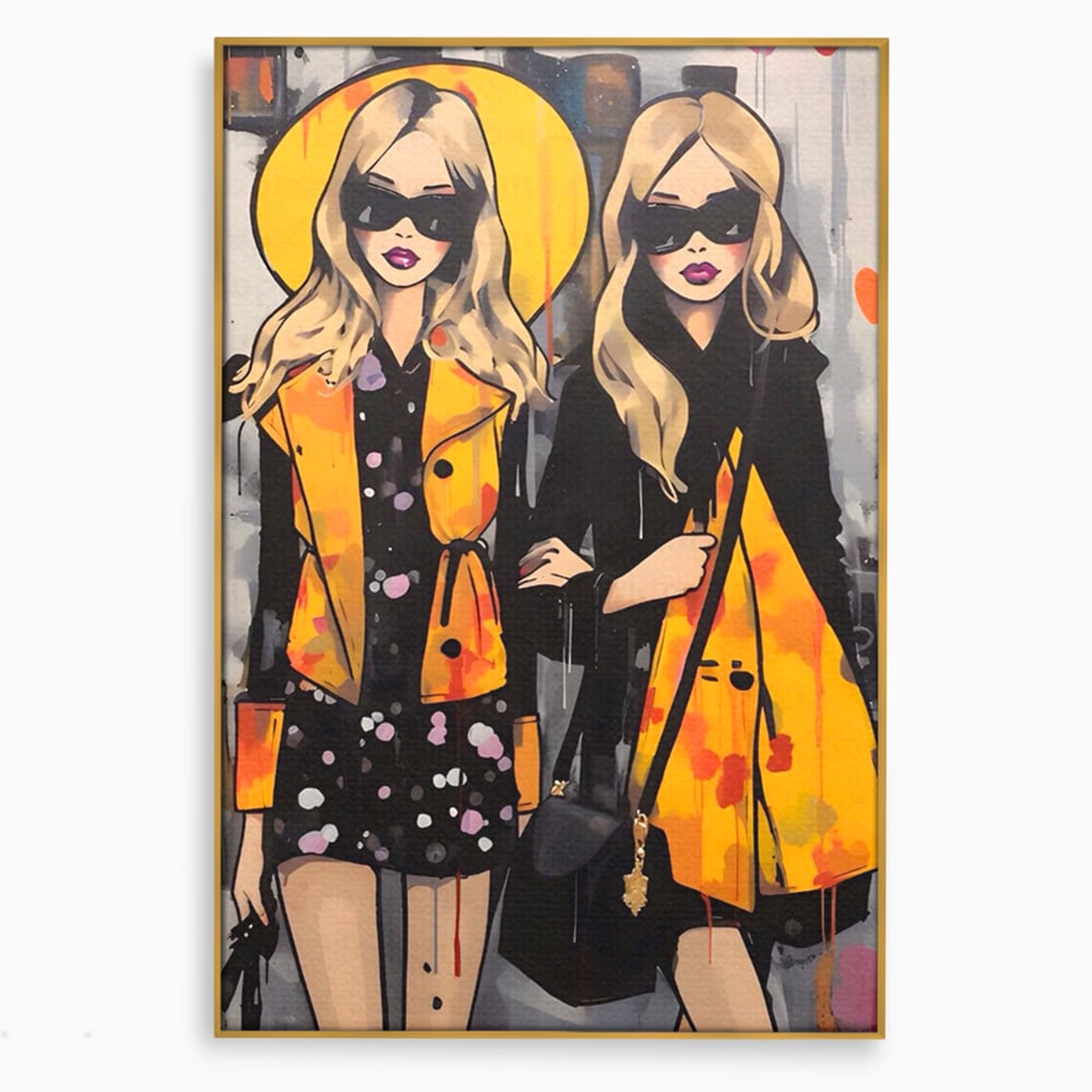Tablou Canvas Premium LuxCanva® A1543, 2Power Girl , Room, Prietenie, Fete, Modele, Cumparaturi, Living, Culori Vibrante