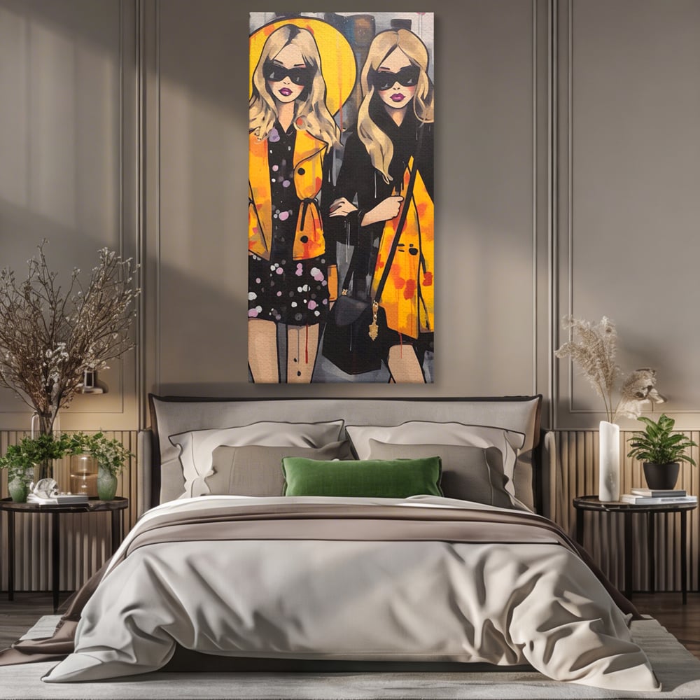 Tablou Canvas Premium LuxCanva® A1543, 2Power Girl , Room, Prietenie, Fete, Modele, Cumparaturi, Living, Culori Vibrante