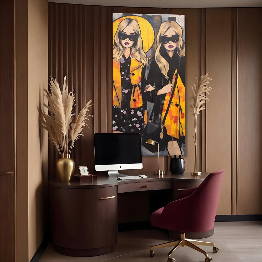 Tablou Canvas Premium LuxCanva® A1543, 2Power Girl , Room, Prietenie, Fete, Modele, Cumparaturi, Living, Culori Vibrante