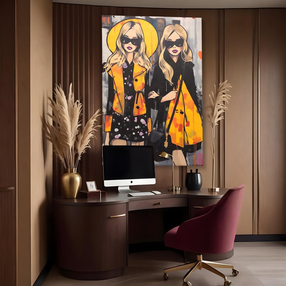 Tablou Canvas Premium LuxCanva® A1543, 2Power Girl , Room, Prietenie, Fete, Modele, Cumparaturi, Living, Culori Vibrante