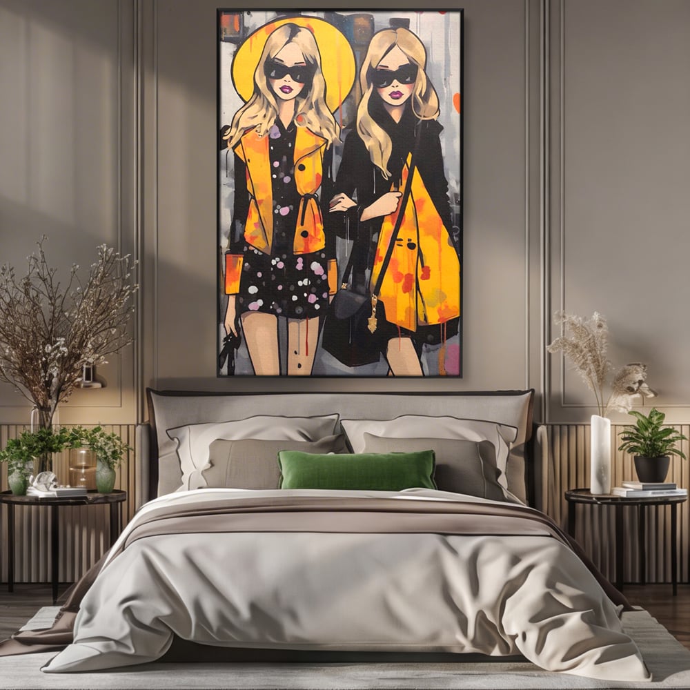 Tablou Canvas Premium LuxCanva® A1543, 2Power Girl , Room, Prietenie, Fete, Modele, Cumparaturi, Living, Culori Vibrante