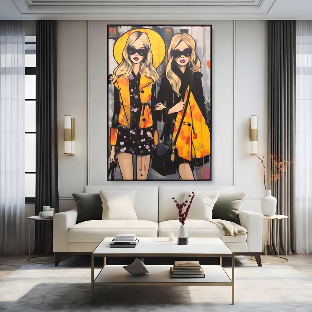 Tablou Canvas Premium LuxCanva® A1543, 2Power Girl , Room, Prietenie, Fete, Modele, Cumparaturi, Living, Culori Vibrante