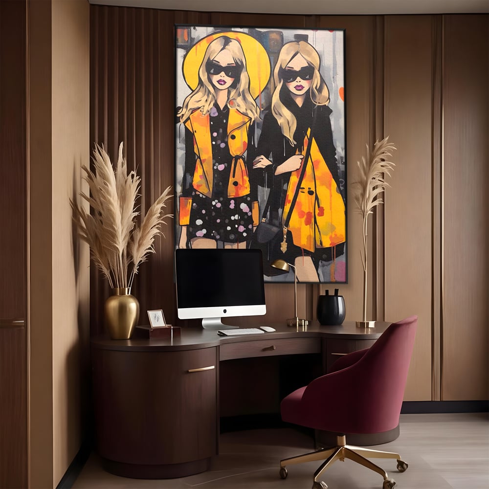 Tablou Canvas Premium LuxCanva® A1543, 2Power Girl , Room, Prietenie, Fete, Modele, Cumparaturi, Living, Culori Vibrante