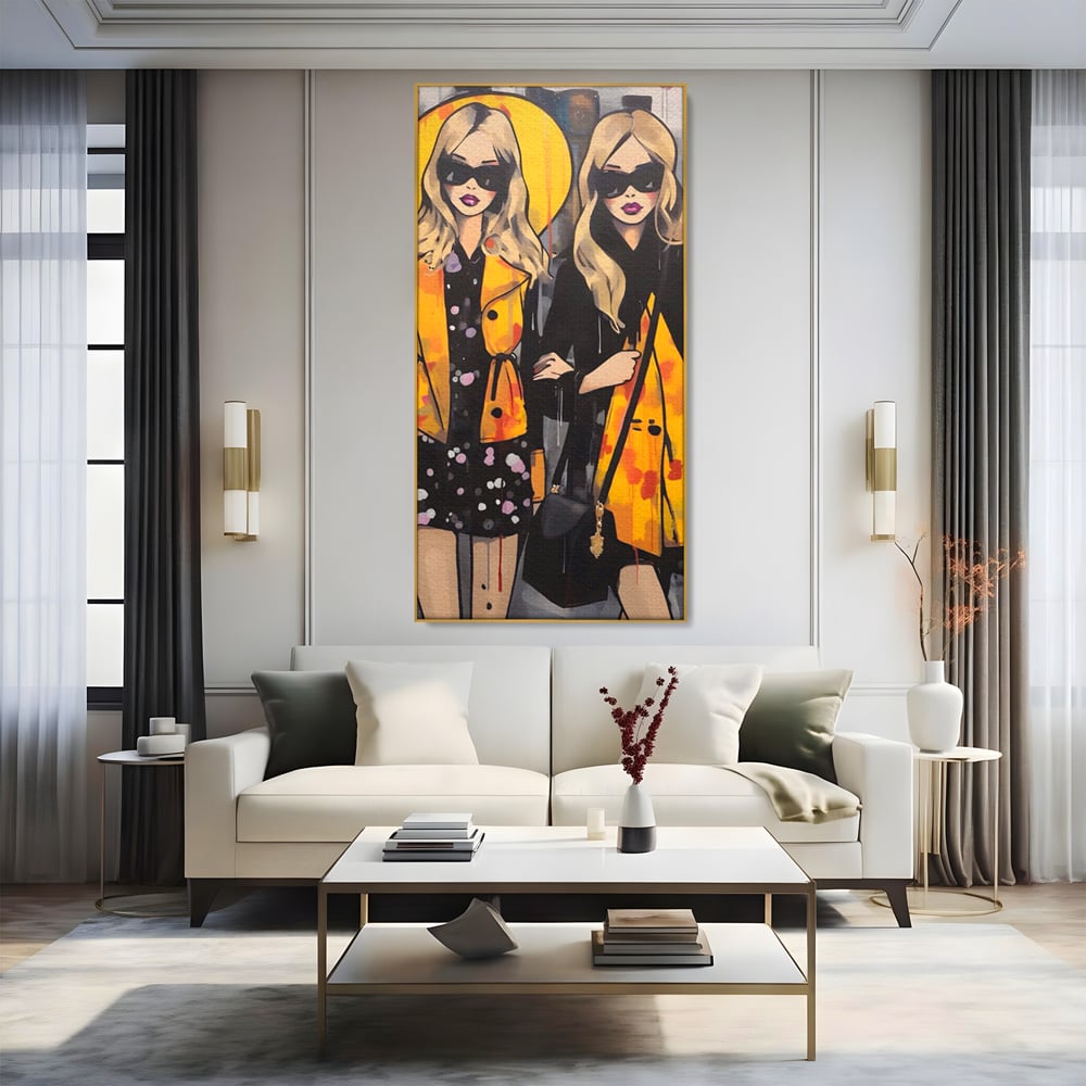 Tablou Canvas Premium LuxCanva® A1543, 2Power Girl , Room, Prietenie, Fete, Modele, Cumparaturi, Living, Culori Vibrante