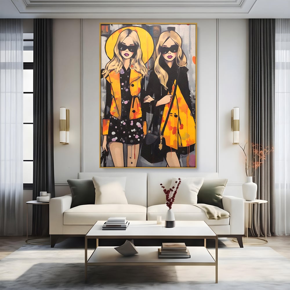 Tablou Canvas Premium LuxCanva® A1543, 2Power Girl , Room, Prietenie, Fete, Modele, Cumparaturi, Living, Culori Vibrante