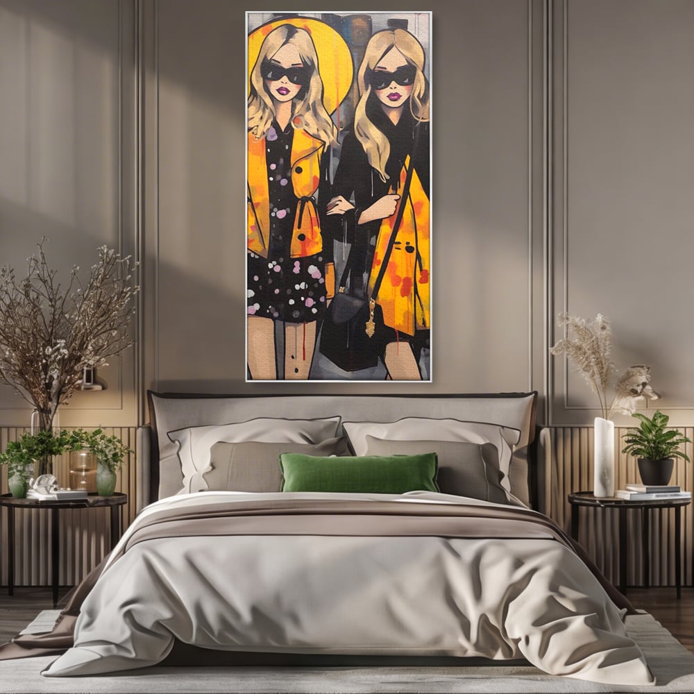 Tablou Canvas Premium LuxCanva® A1543, 2Power Girl , Room, Prietenie, Fete, Modele, Cumparaturi, Living, Culori Vibrante