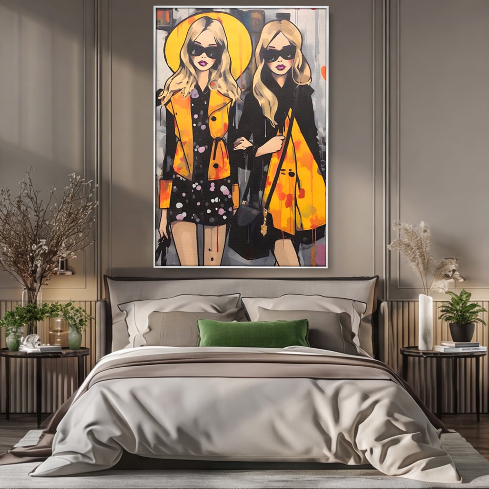 Tablou Canvas Premium LuxCanva® A1543, 2Power Girl , Room, Prietenie, Fete, Modele, Cumparaturi, Living, Culori Vibrante
