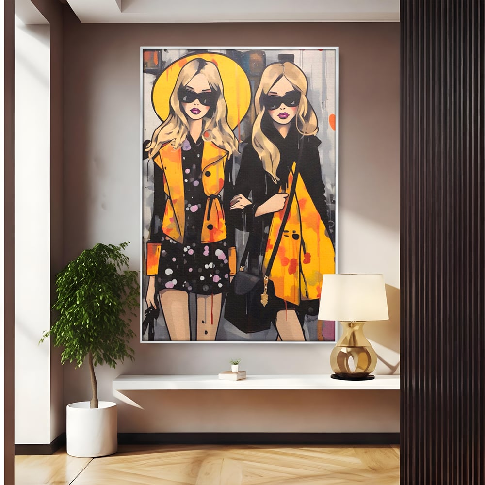 Tablou Canvas Premium LuxCanva® A1543, 2Power Girl , Room, Prietenie, Fete, Modele, Cumparaturi, Living, Culori Vibrante