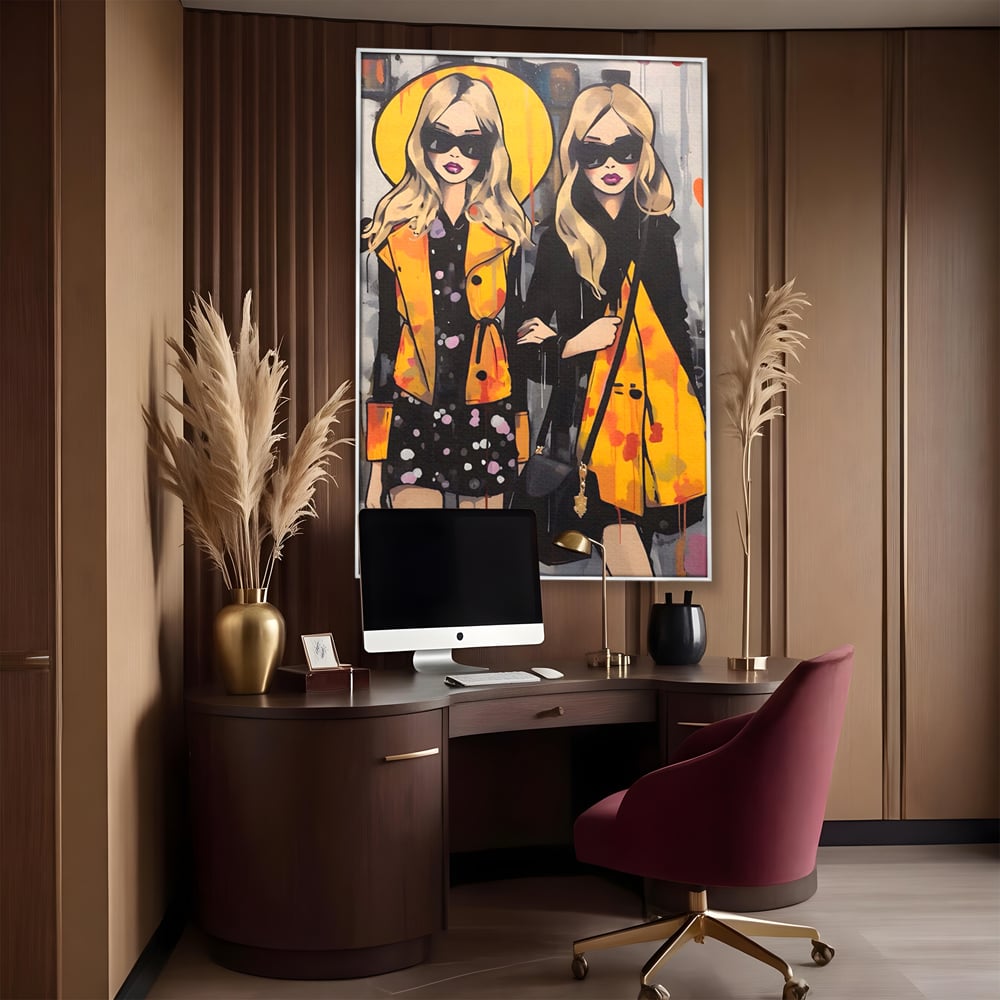 Tablou Canvas Premium LuxCanva® A1543, 2Power Girl , Room, Prietenie, Fete, Modele, Cumparaturi, Living, Culori Vibrante