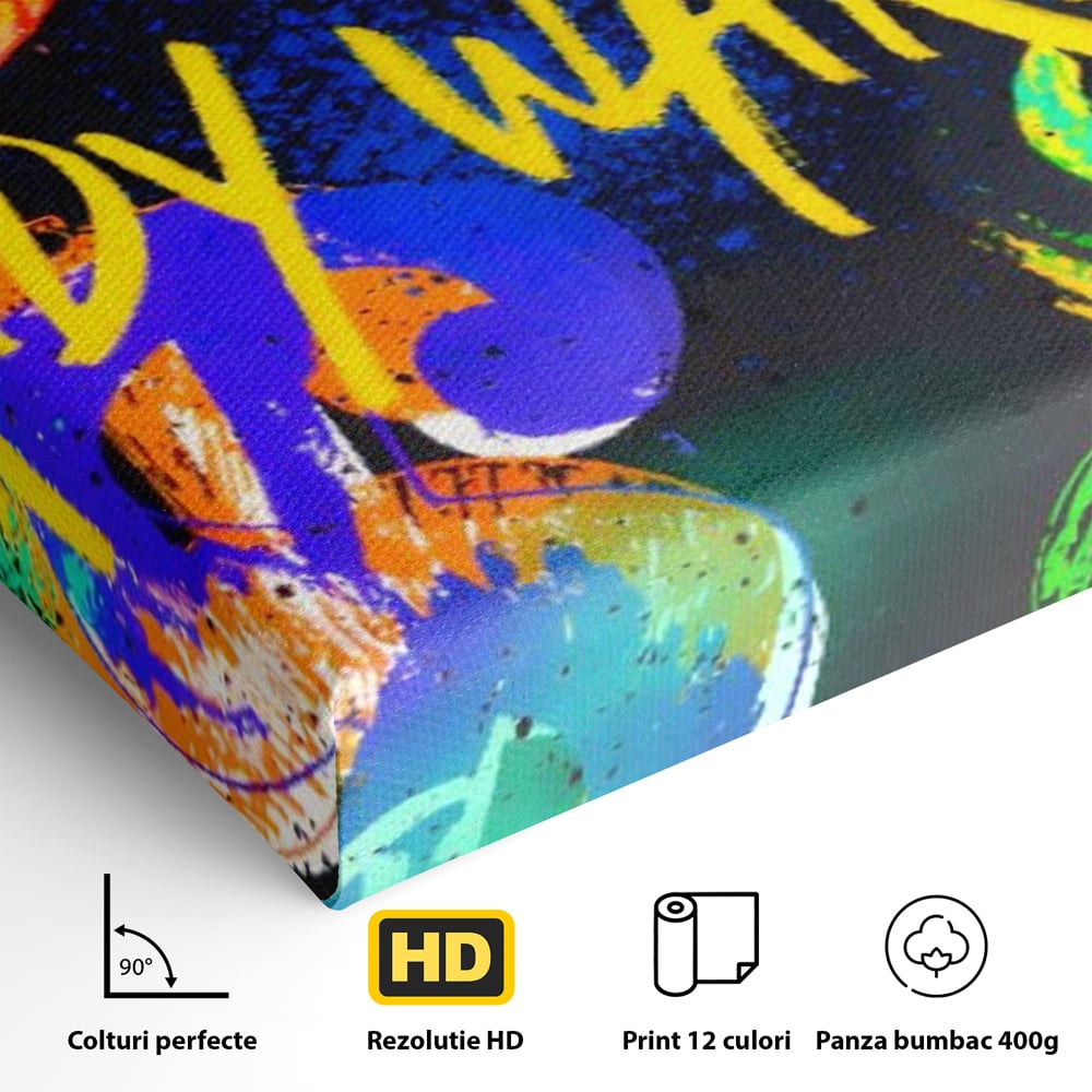 Tablou Canvas Premium LuxCanva® A1544, Dollar Sign , Room, Andy Warhol, Graffiti, Cash, Living, Culori Vibrante