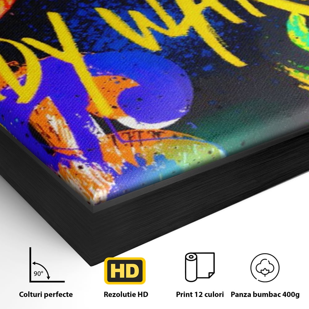 Tablou Canvas Premium LuxCanva® A1544, Dollar Sign , Room, Andy Warhol, Graffiti, Cash, Living, Culori Vibrante