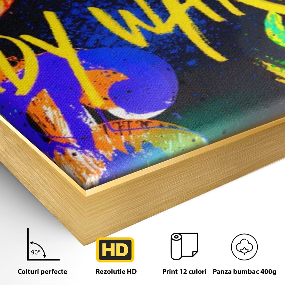 Tablou Canvas Premium LuxCanva® A1544, Dollar Sign , Room, Andy Warhol, Graffiti, Cash, Living, Culori Vibrante