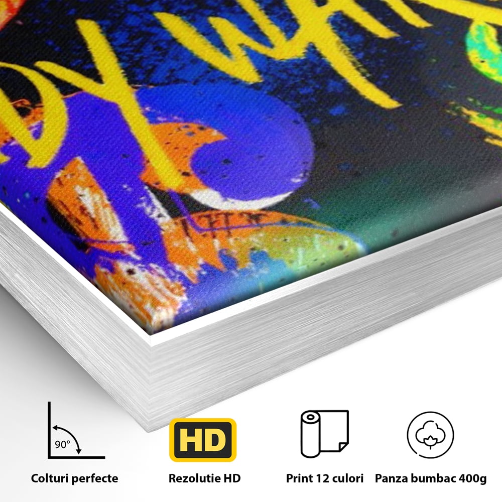 Tablou Canvas Premium LuxCanva® A1544, Dollar Sign , Room, Andy Warhol, Graffiti, Cash, Living, Culori Vibrante
