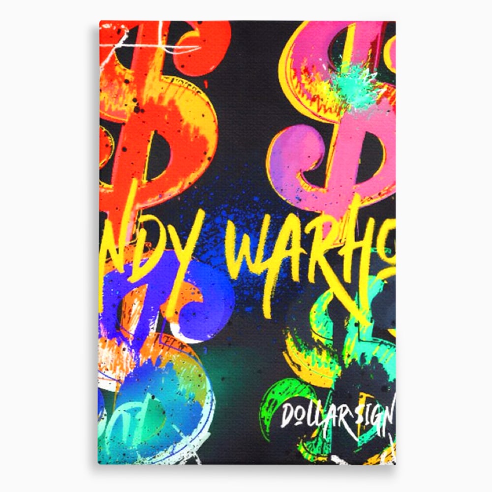 Tablou Canvas Premium LuxCanva® A1544, Dollar Sign , Room, Andy Warhol, Graffiti, Cash, Living, Culori Vibrante