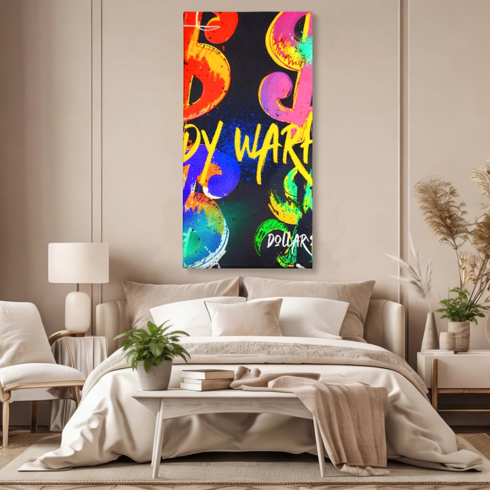 Tablou Canvas Premium LuxCanva® A1544, Dollar Sign , Room, Andy Warhol, Graffiti, Cash, Living, Culori Vibrante