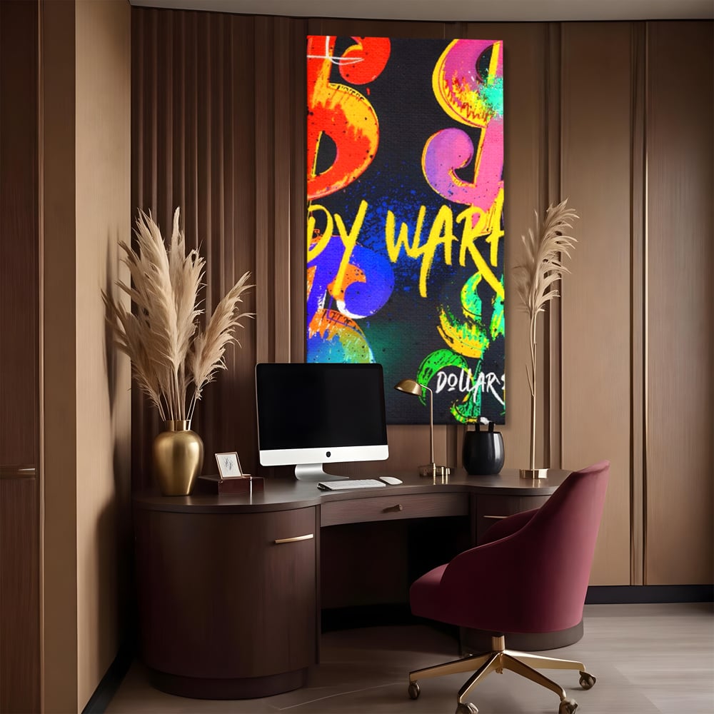 Tablou Canvas Premium LuxCanva® A1544, Dollar Sign , Room, Andy Warhol, Graffiti, Cash, Living, Culori Vibrante