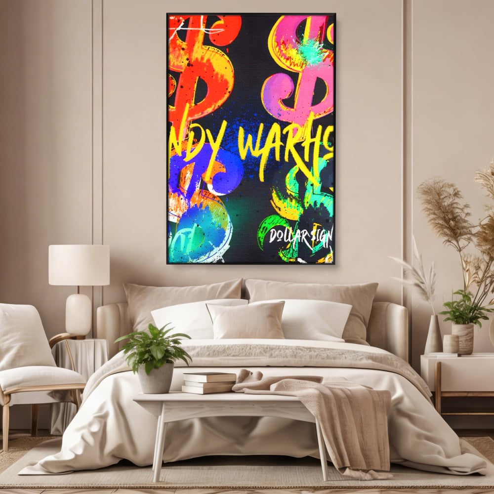 Tablou Canvas Premium LuxCanva® A1544, Dollar Sign , Room, Andy Warhol, Graffiti, Cash, Living, Culori Vibrante