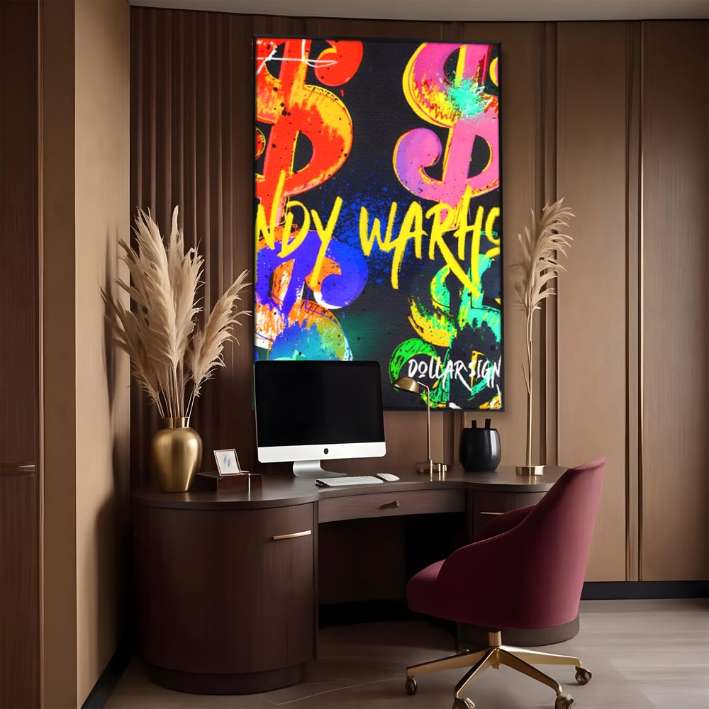 Tablou Canvas Premium LuxCanva® A1544, Dollar Sign , Room, Andy Warhol, Graffiti, Cash, Living, Culori Vibrante