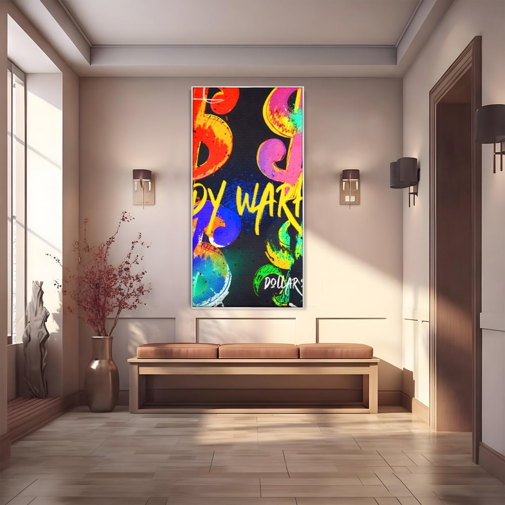 Tablou Canvas Premium LuxCanva® A1544, Dollar Sign , Room, Andy Warhol, Graffiti, Cash, Living, Culori Vibrante