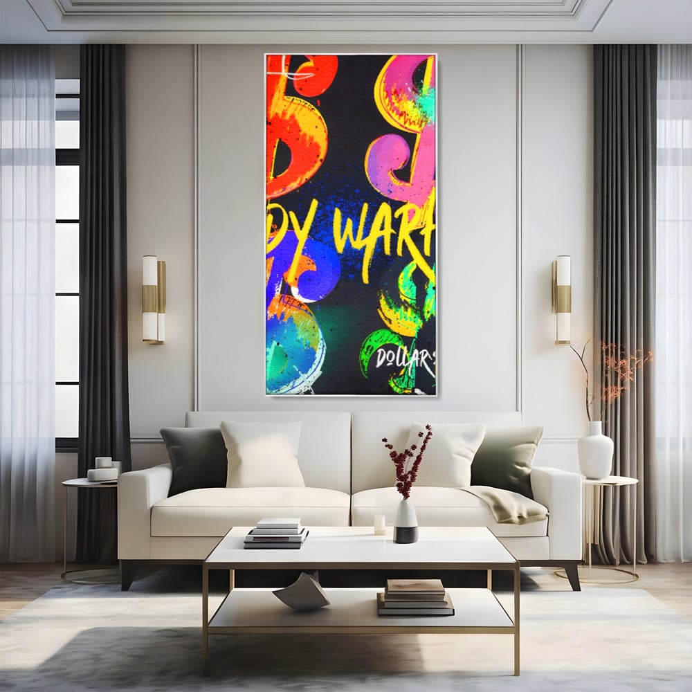 Tablou Canvas Premium LuxCanva® A1544, Dollar Sign , Room, Andy Warhol, Graffiti, Cash, Living, Culori Vibrante