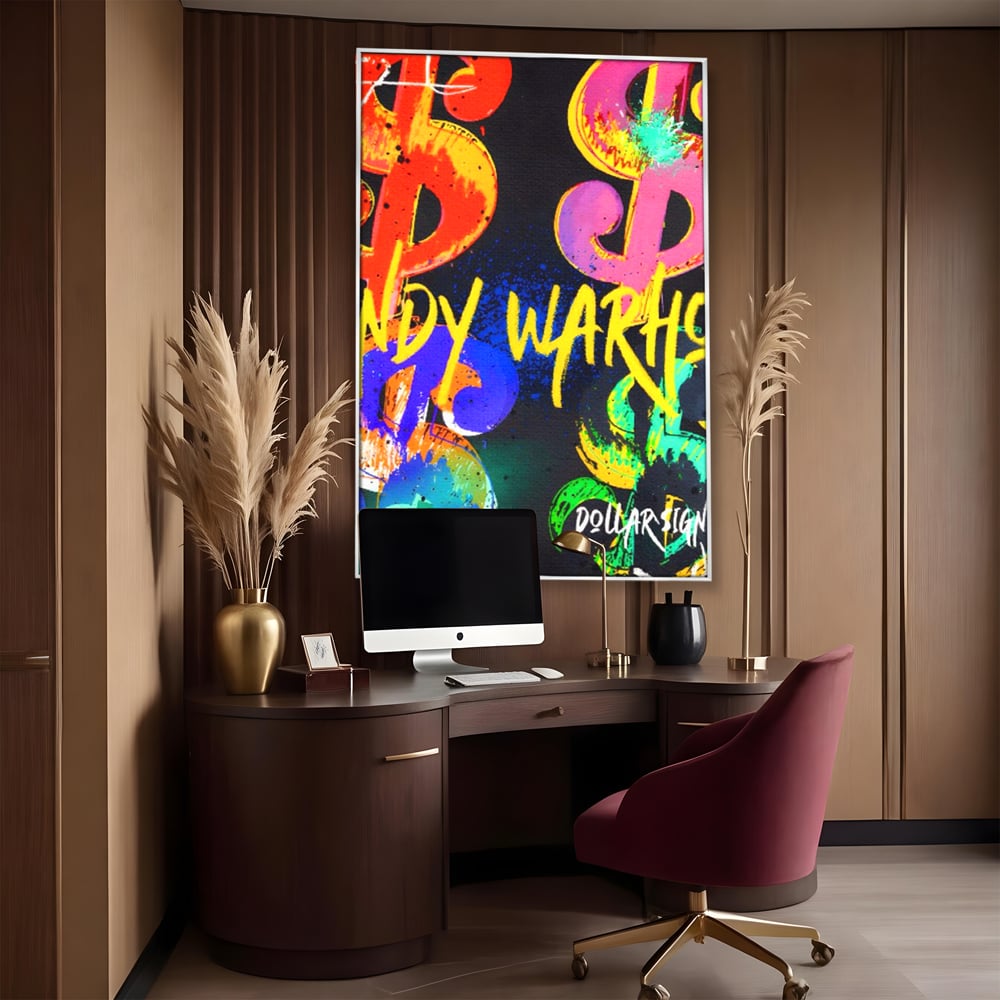 Tablou Canvas Premium LuxCanva® A1544, Dollar Sign , Room, Andy Warhol, Graffiti, Cash, Living, Culori Vibrante