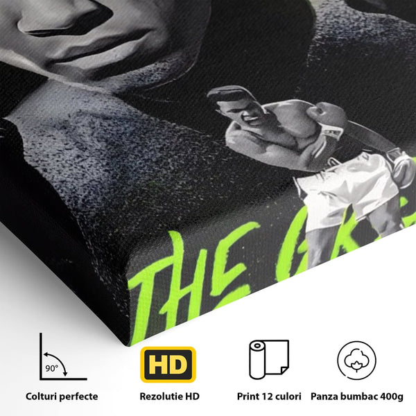 Tablou Canvas Premium LuxCanva® A1545, Mr. Muhammad Ali , Boxer, Sportiv, Campion, Living, Culori Vibrante