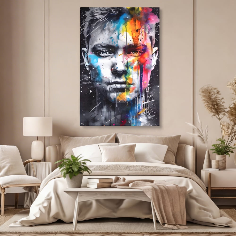 Tablou Canvas Premium LuxCanva® A1546, Beautiful Boy ,  Barbat, Model, Frumuste, Decorativ, Living, Culori Vibrante