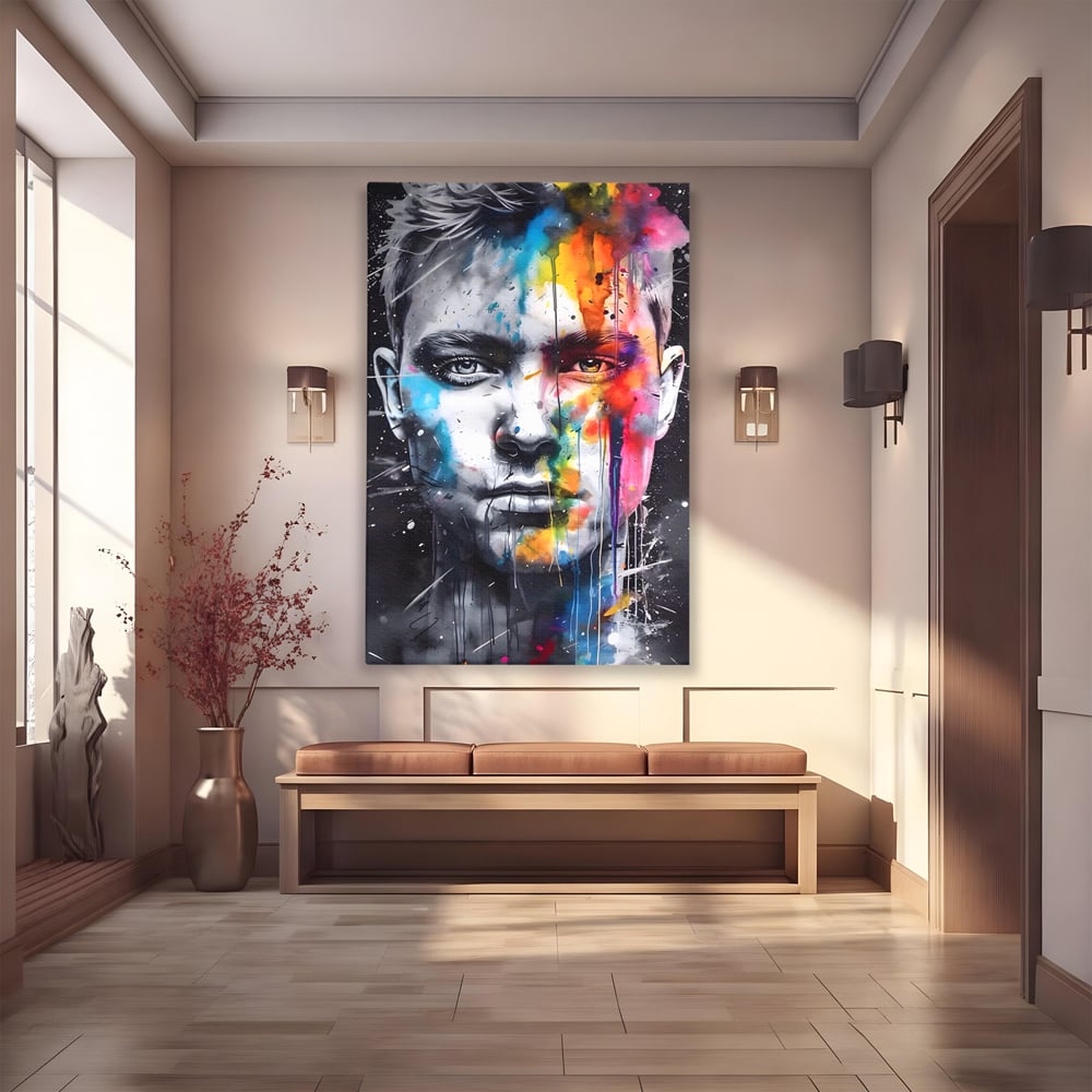 Tablou Canvas Premium LuxCanva® A1546, Beautiful Boy ,  Barbat, Model, Frumuste, Decorativ, Living, Culori Vibrante