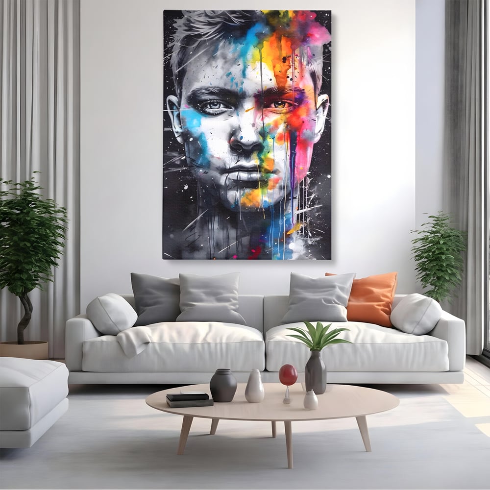Tablou Canvas Premium LuxCanva® A1546, Beautiful Boy ,  Barbat, Model, Frumuste, Decorativ, Living, Culori Vibrante