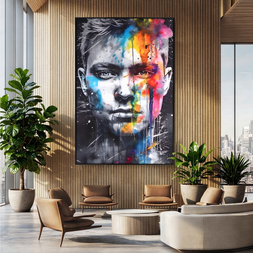 Tablou Canvas Premium LuxCanva® A1546, Beautiful Boy ,  Barbat, Model, Frumuste, Decorativ, Living, Culori Vibrante