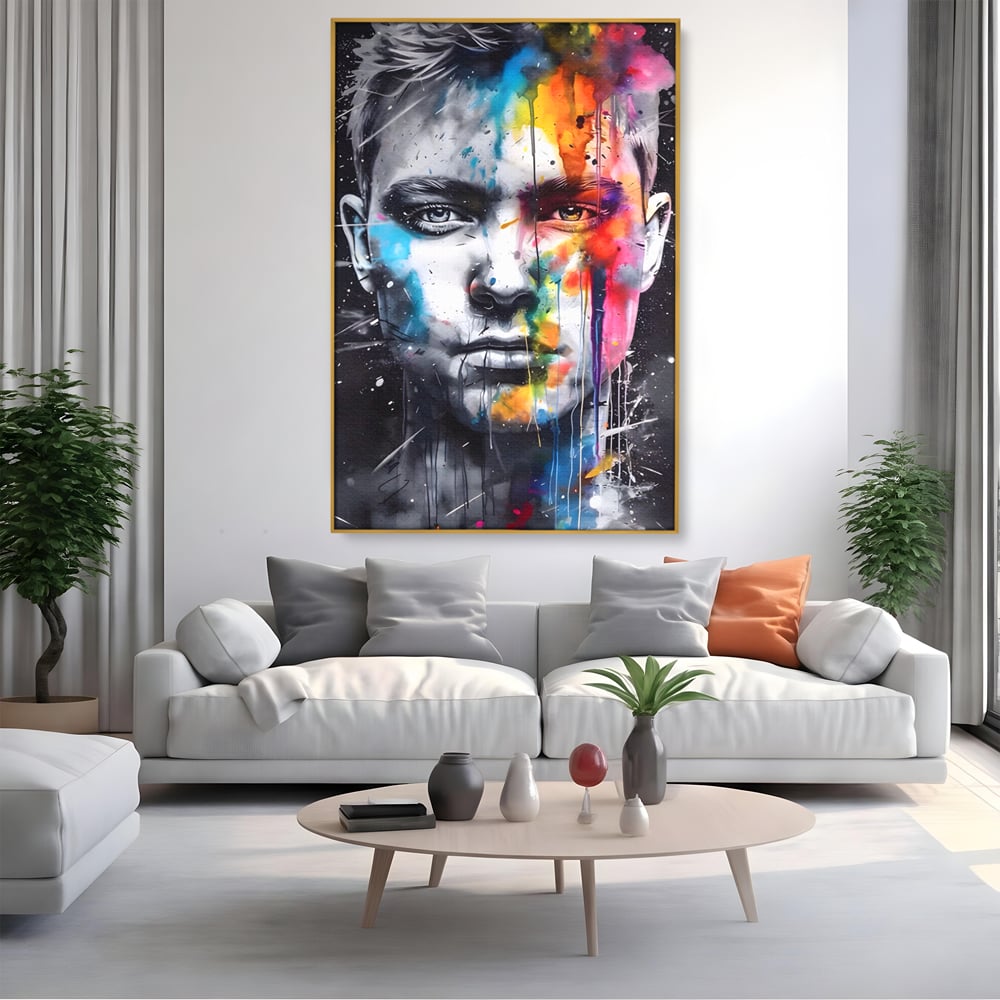 Tablou Canvas Premium LuxCanva® A1546, Beautiful Boy ,  Barbat, Model, Frumuste, Decorativ, Living, Culori Vibrante