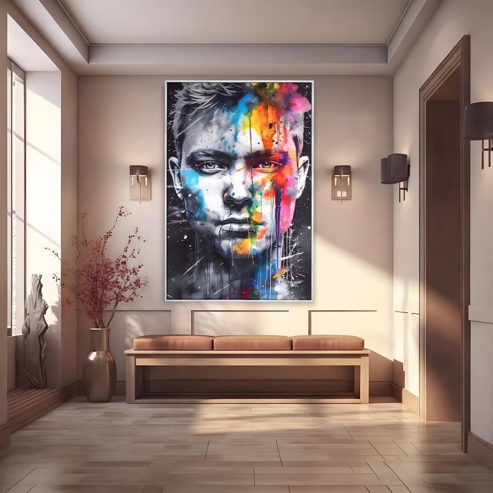 Tablou Canvas Premium LuxCanva® A1546, Beautiful Boy ,  Barbat, Model, Frumuste, Decorativ, Living, Culori Vibrante