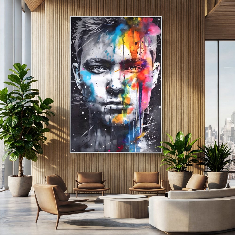 Tablou Canvas Premium LuxCanva® A1546, Beautiful Boy ,  Barbat, Model, Frumuste, Decorativ, Living, Culori Vibrante