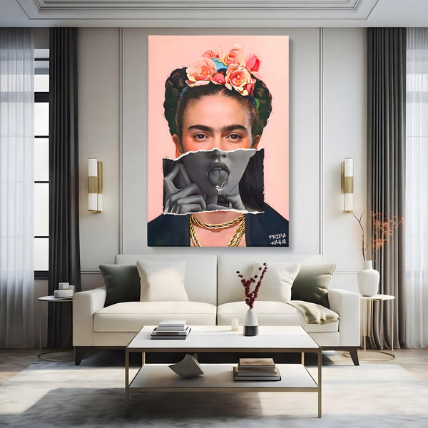 Tablou Canvas Premium LuxCanva® A1548, Frida Kahlo ,  Decorativ, Arta Moderna, Artista, Pictorita, Living, Culori Vibrante