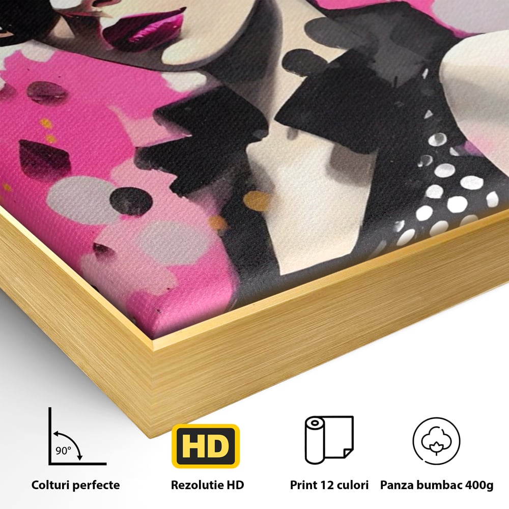 Tablou Canvas Premium LuxCanva® A1549, Black Glass , Decorativ, Dressing, Fata, Cool, Model, Living, Culori Vibrante