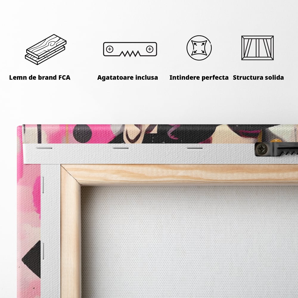 Tablou Canvas Premium LuxCanva® A1549, Black Glass , Decorativ, Dressing, Fata, Cool, Model, Living, Culori Vibrante